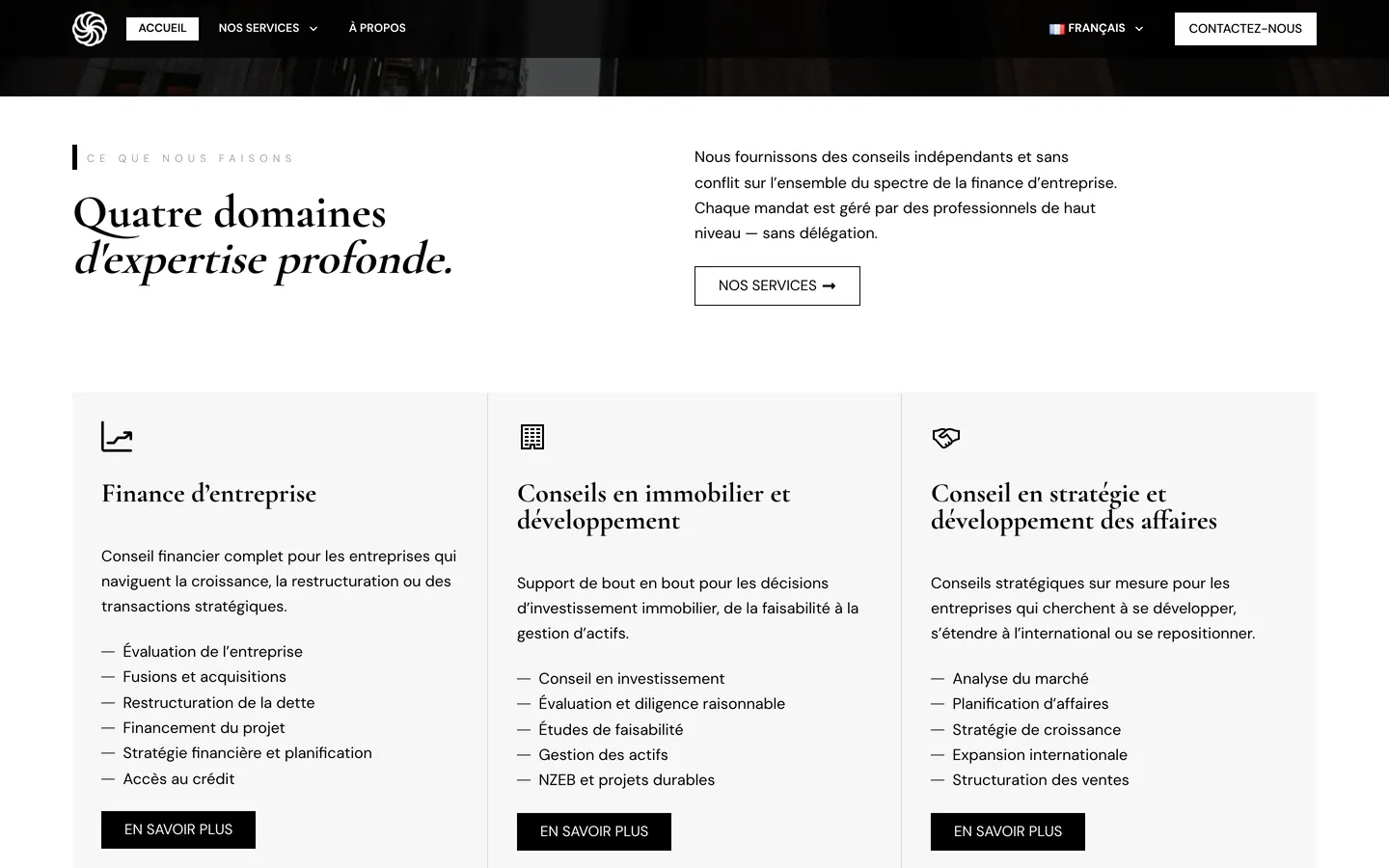 Les domaines d'expertise (version française).