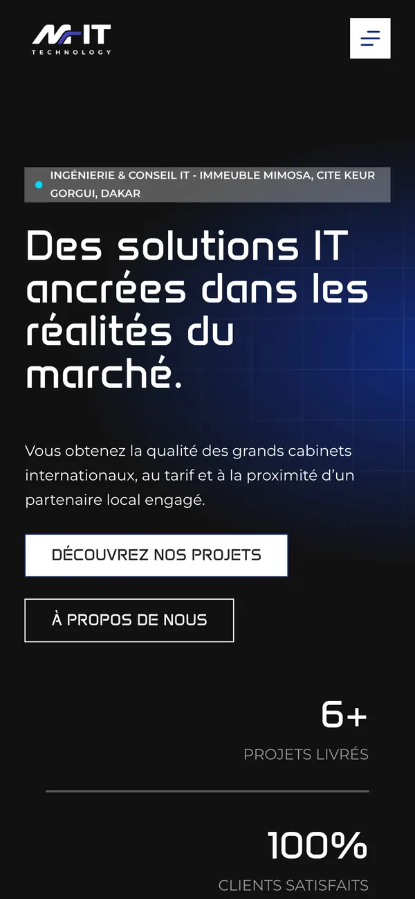 Page de M-IT Technology sur téléphone
