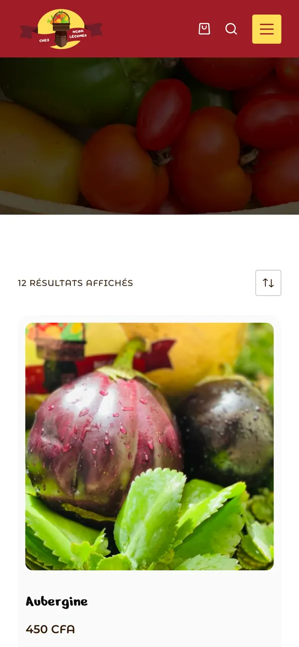 Page de Ngom Légumes sur téléphone