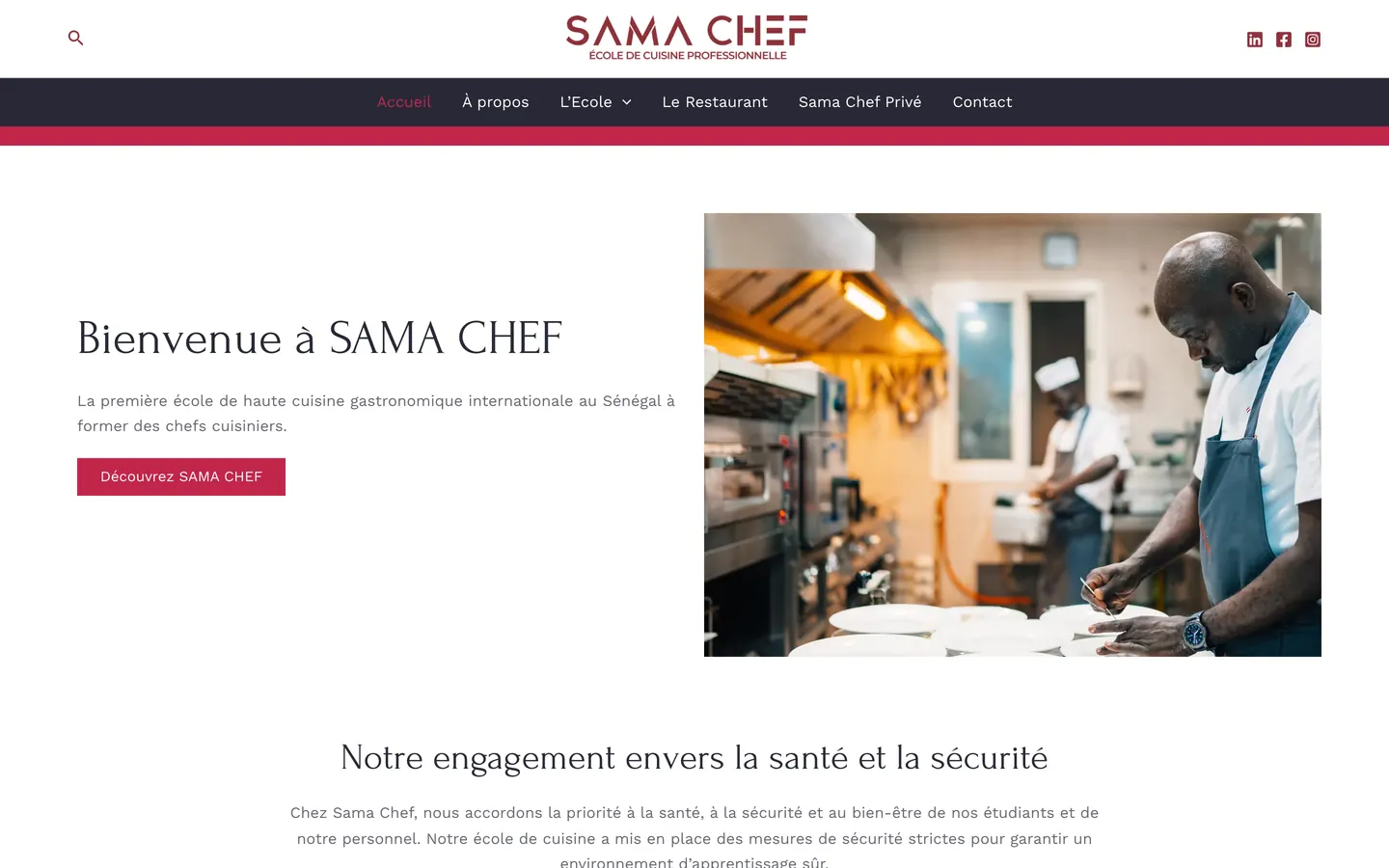 Page de Sama Chef sur ordinateur