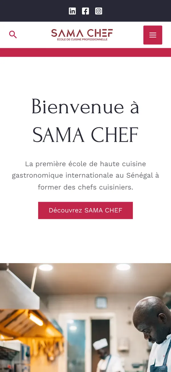 Page de Sama Chef sur téléphone