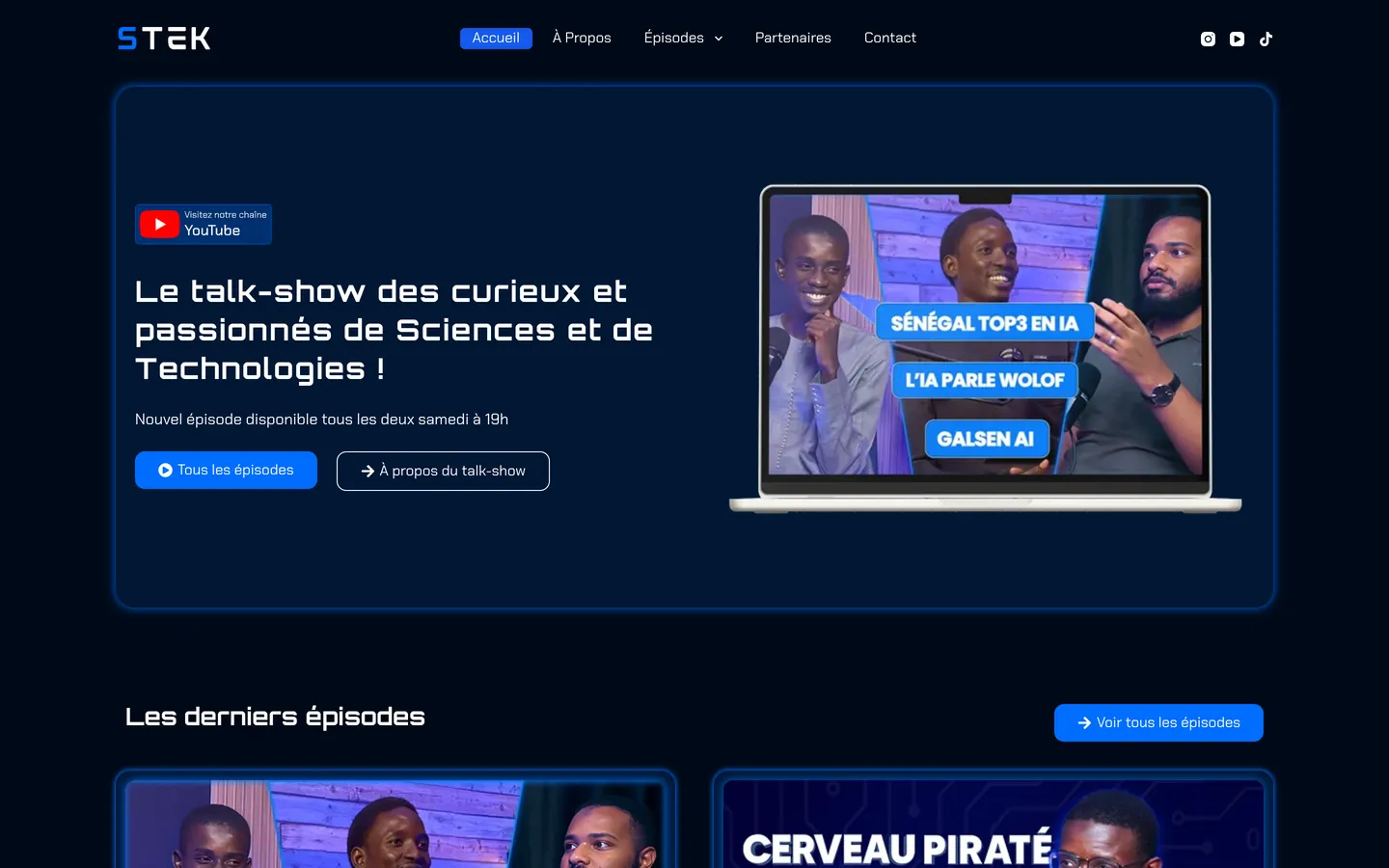 Page de STEK sur ordinateur